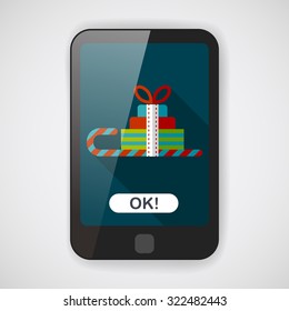 Christmas sleigh gift basket flat icon with long shadow,eps10