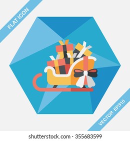 Christmas sleigh gift basket flat icon with long shadow,eps10