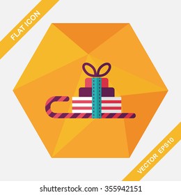 Christmas sleigh gift basket flat icon with long shadow,eps10