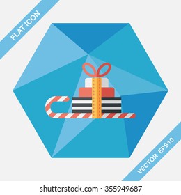 Christmas sleigh gift basket flat icon with long shadow,eps10