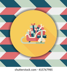 Christmas sleigh gift basket flat icon with long shadow,eps10
