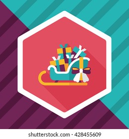 Christmas sleigh gift basket flat icon with long shadow,eps10