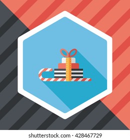 Christmas sleigh gift basket flat icon with long shadow,eps10
