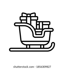 Christmas sleigh and gift black icon.
Santa sleigh full of gift boxes