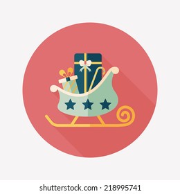 Christmas sleigh gift flat icon with long shadow, eps10