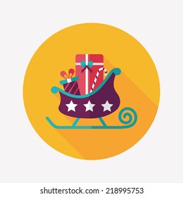 Christmas sleigh gift flat icon with long shadow, eps10