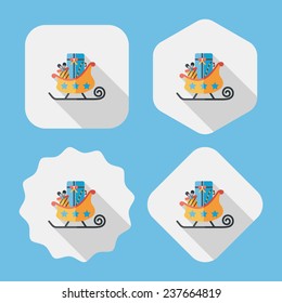 Christmas sleigh gift flat icon with long shadow, eps10