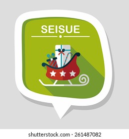 Christmas sleigh gift flat icon with long shadow, eps10