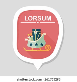 Christmas sleigh gift flat icon with long shadow, eps10