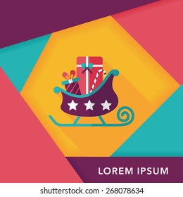 Christmas sleigh gift flat icon with long shadow, eps10