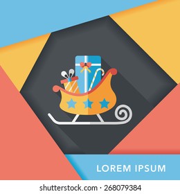Christmas sleigh gift flat icon with long shadow, eps10