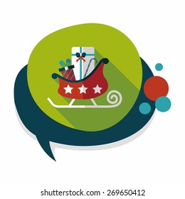 Christmas sleigh gift flat icon with long shadow, eps10