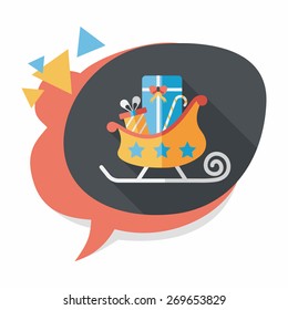 Christmas sleigh gift flat icon with long shadow, eps10