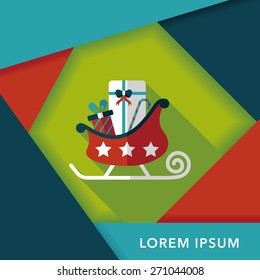 Christmas sleigh gift flat icon with long shadow, eps10
