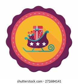 Christmas sleigh gift flat icon with long shadow, eps10