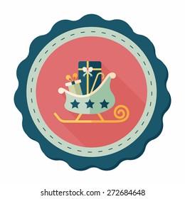 Christmas sleigh gift flat icon with long shadow, eps10