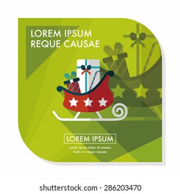 Christmas sleigh gift flat icon with long shadow, eps10