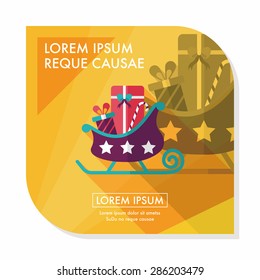 Christmas sleigh gift flat icon with long shadow, eps10