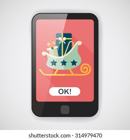 Christmas sleigh gift flat icon with long shadow, eps10
