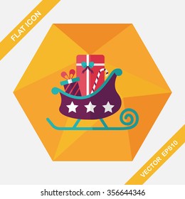 Christmas sleigh gift flat icon with long shadow, eps10