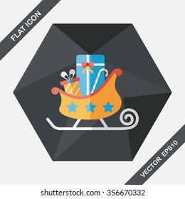 Christmas sleigh gift flat icon with long shadow, eps10