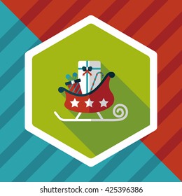 Christmas sleigh gift flat icon with long shadow, eps10