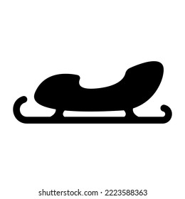 Christmas sleigh icon. Black silhouette. Side view. Vector simple flat graphic illustration. Isolated object on a white background. Isolate.