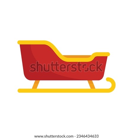 Christmas sleigh icon flat vector. Santa sledge. Claus reindeer isolated