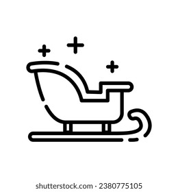 Christmas Sleigh icon with outline style and pixel perfect base. Suitable for website design, logo, app and UI