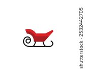 Christmas Sleigh Icon, Santa Claus in a sleigh with a deer vector line icon, linear concept, outline sign, symbol