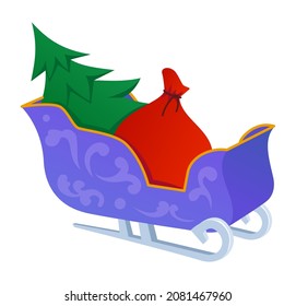Christmas sleigh - modern flat design style single isolated object