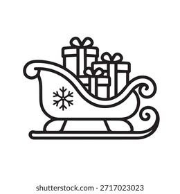 Christmas Sleigh Outline Icon ilustração vetorial.