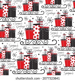 Christmas sleigh pattern for christmas card, gift wrap design