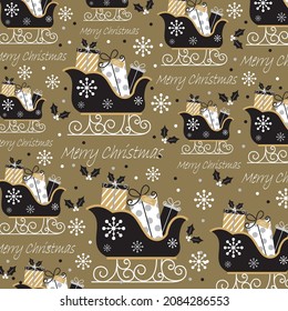 Christmas sleigh pattern for christmas card, gift wrap design