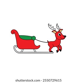 Christmas sleigh with reindeer vector 