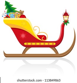 christmas sleigh of santa claus with gifts vector illustration isolated on white background