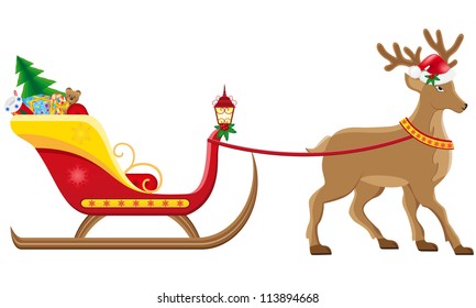 christmas sleigh of santa claus with gifts vector illustration isolated on white background