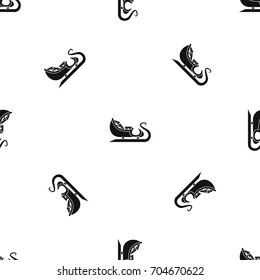 Christmas sleigh of santa claus pattern repeat seamless in black color for any design. Vector geometric illustration