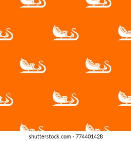 Christmas sleigh of santa claus pattern repeat seamless in orange color for any design. Vector geometric illustration