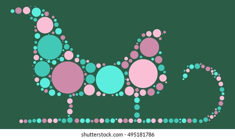 Christmas sleigh shape vector design by color point