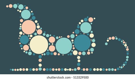 Christmas sleigh shape vector design by color point
