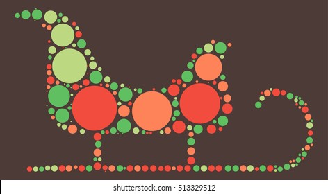 Christmas sleigh shape vector design by color point