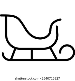 Christmas Sleigh. Sled Vector Line Icon