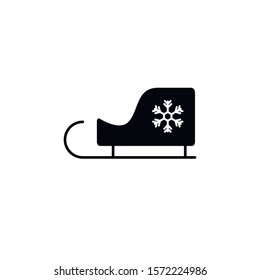 Christmas sleigh vector icon. filled flat sign for mobile concept and web design. Santa claus sleigh with snowflake  glyph icon. Symbol, logo illustration. Vector graphics
