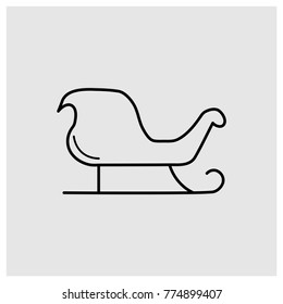 Christmas sleigh vector line icon.