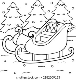 Christmas Sleigh Vehicle Coloring Page for Kids