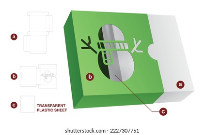 Caja de deslizamiento de Navidad con plantilla de corte de trozos de ventana de muñeca de nieve y maquillaje 3D