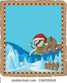Christmas sloth theme parchment 1 - eps10 vector illustration.