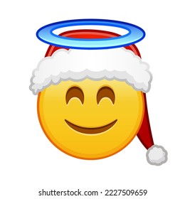 Christmas smiling face with halo above head Large size of yellow emoji smile