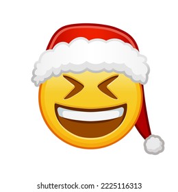 Christmas smiling face with open mouth and tightly closed eyes Large size of yellow emoji smile